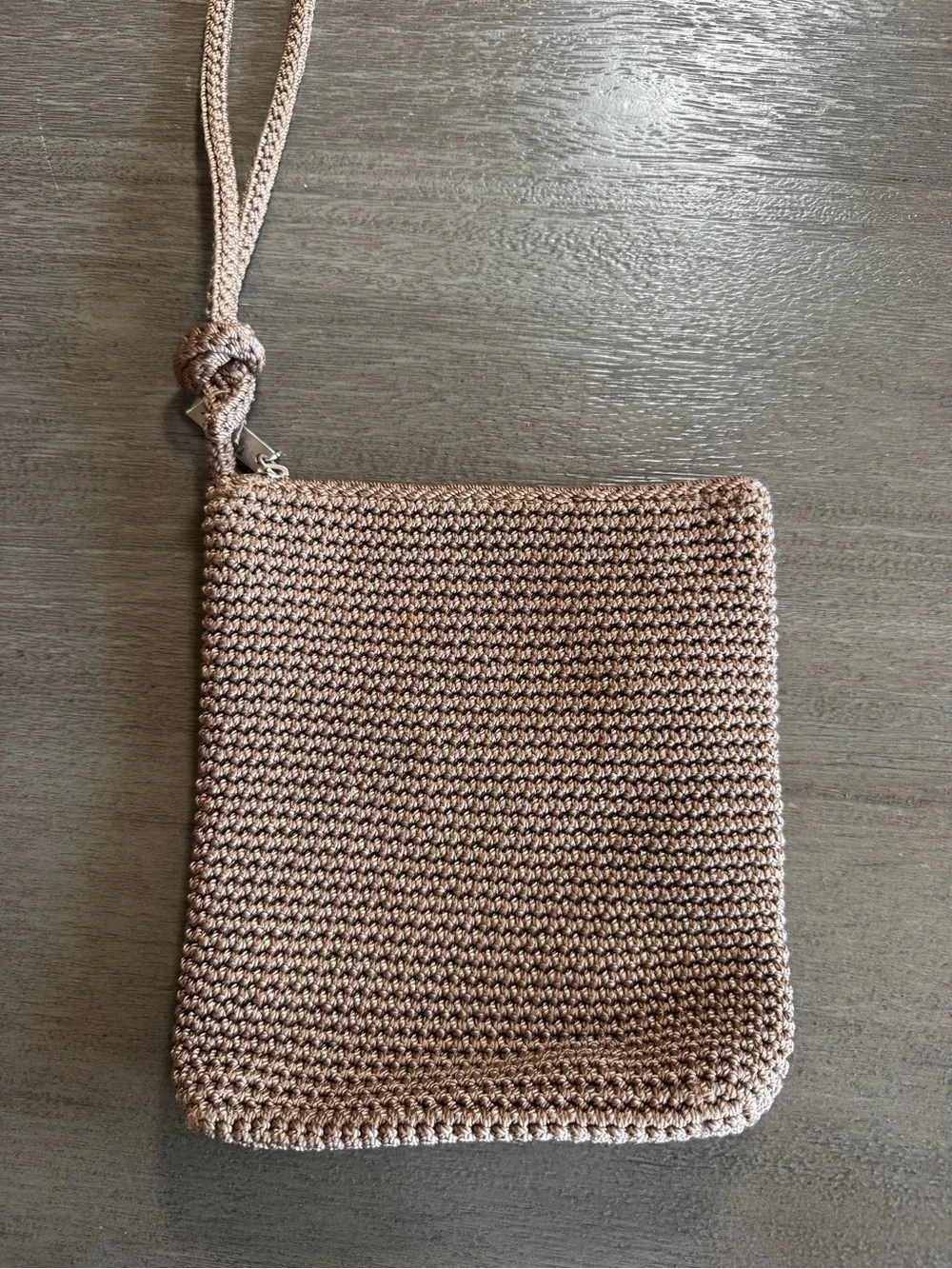 The Sak Taupe Woven Knit Crossbody Bag Purse